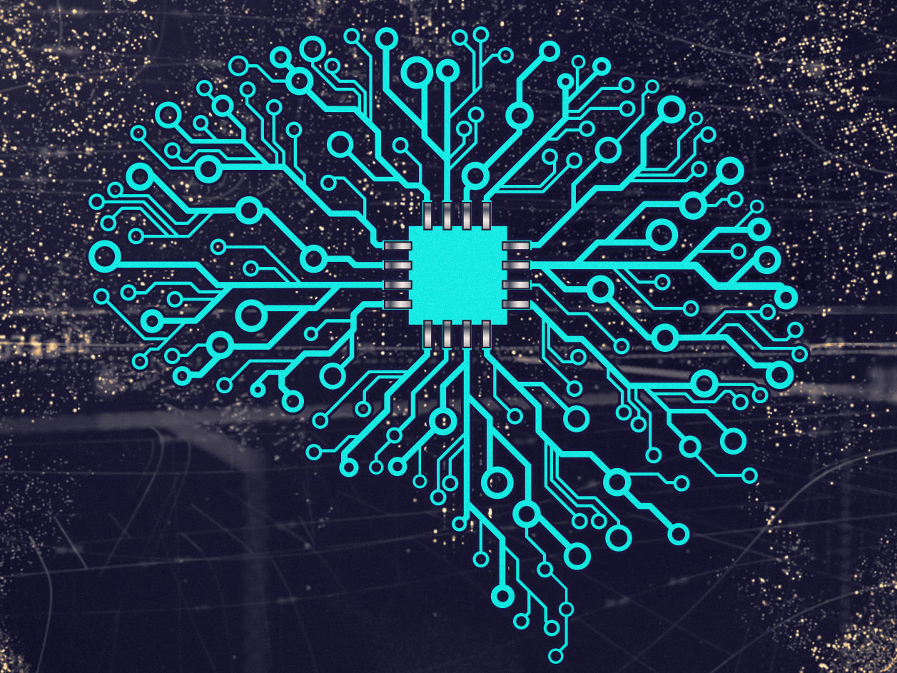 Artificial neural network with a chip, representing the Llama 5 vs DeepSeek R2 benchmark comparison