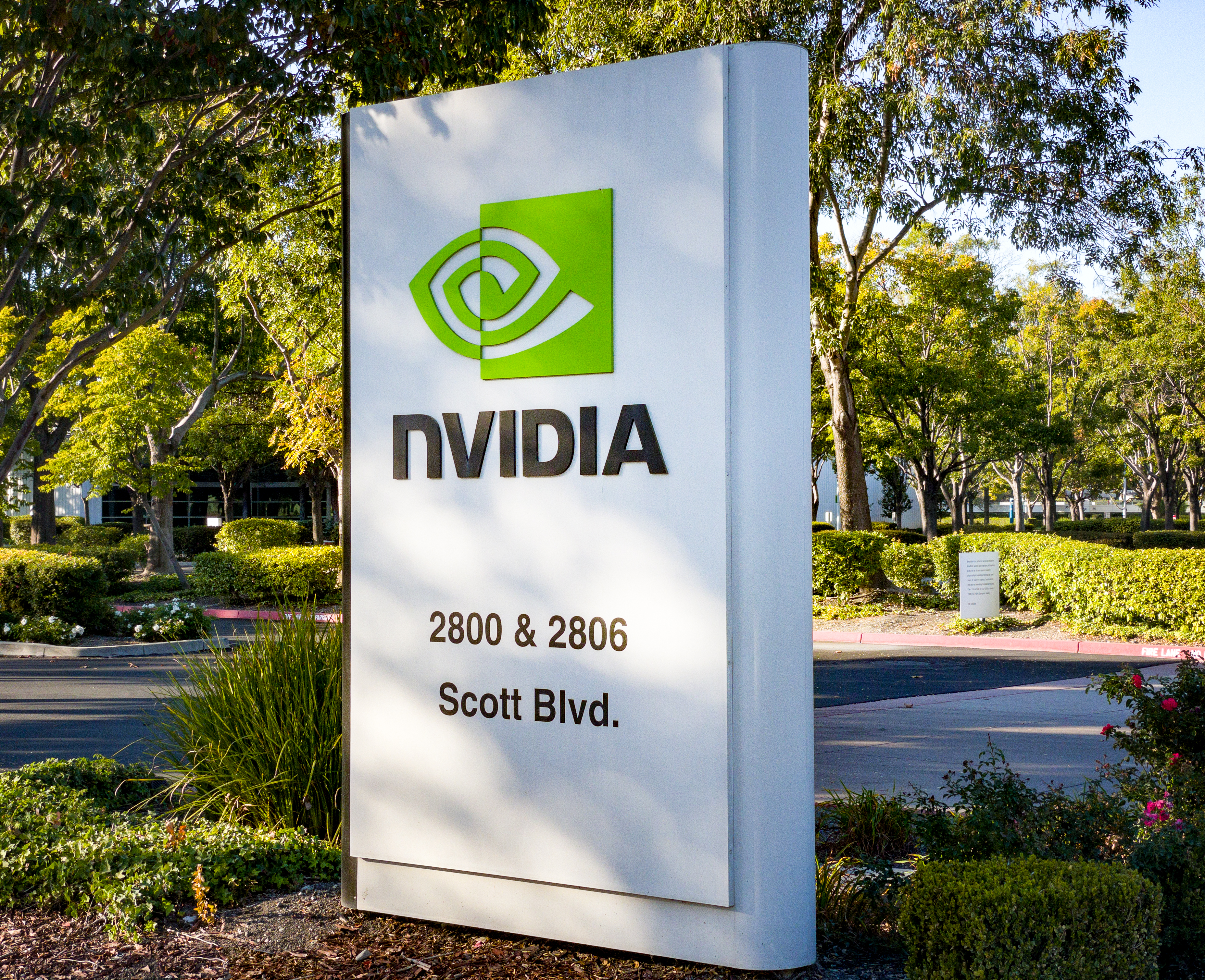 NVIDIA sign, representing the company behind the Open Secure AI Alliance