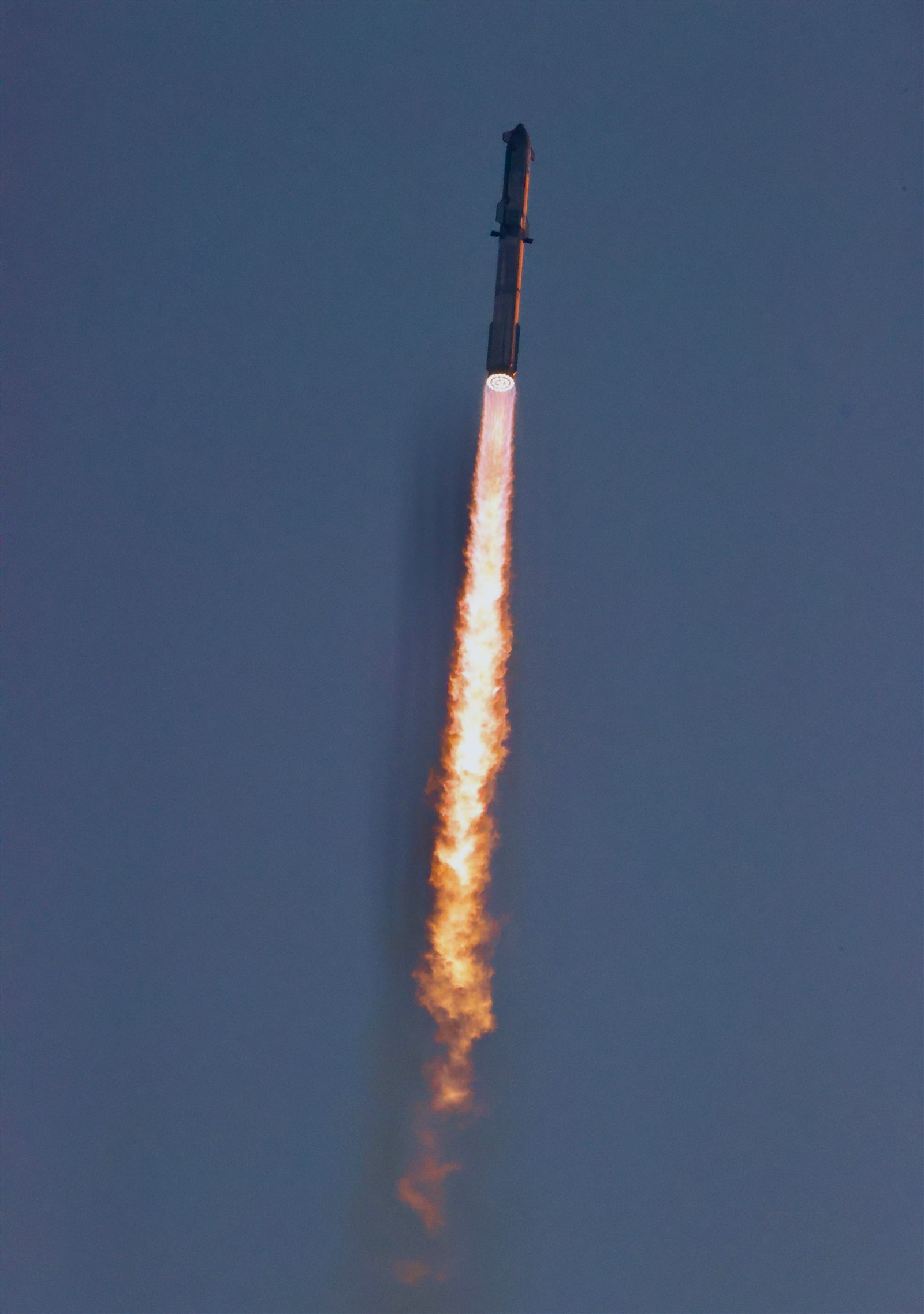 A SpaceX Starship lifting off on integrated flight test 5 from Boca Chica, Texas